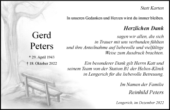 Anzeige von Gerd Peters 