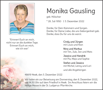 Anzeige von Monika Gausling 