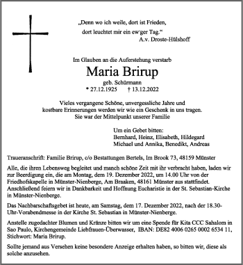 Anzeige von Maria Brirup 