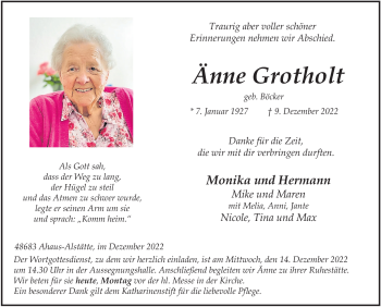 Anzeige von Änne Grotholt 
