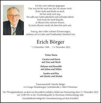 Anzeige von Erich Börger 