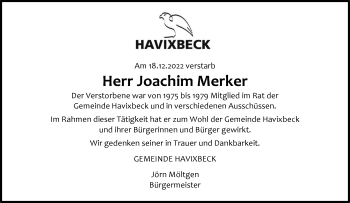 Anzeige von Joachim Merker 