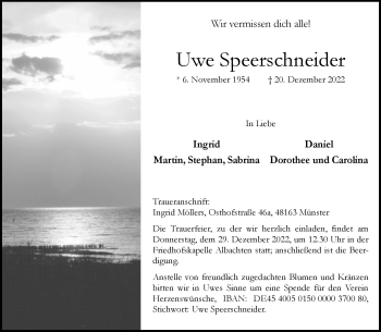 Anzeige von Uwe Speerschneider 