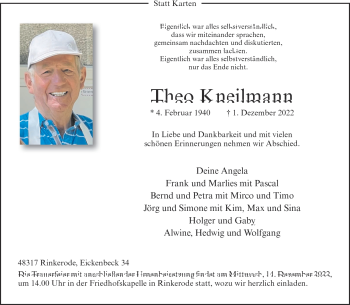 Anzeige von Theo Kneilmann 