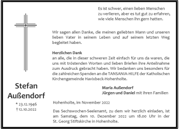 Anzeige von Stefan Außendorf 