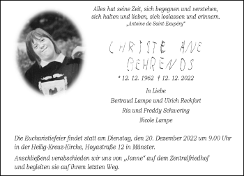 Anzeige von Christe Ane Behrends 