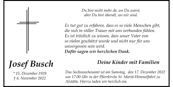 Anzeige von Josef Busch 