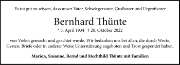 Anzeige von Bernhard Thünte 