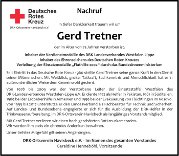 Anzeige von Gerd Tretner 