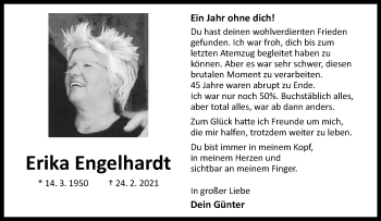Anzeige von Erika Engelhardt 