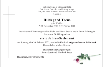 Anzeige von Hildegard Treus 