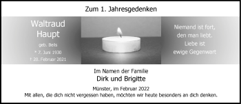 Anzeige von Waltraud Haupt 