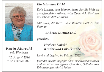 Anzeige von Karin Albrecht 