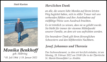Anzeige von Monika Benkhoff 