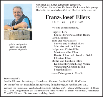 Anzeige von Franz-Josef Ellers 