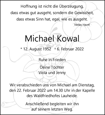 Anzeige von Michael Kowal 