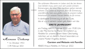 Anzeige von Hermann Vortkamp 