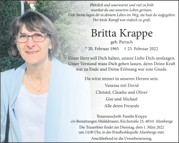 Anzeige von Britta Krappe 