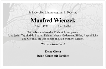 Anzeige von Manfred Wienzek 