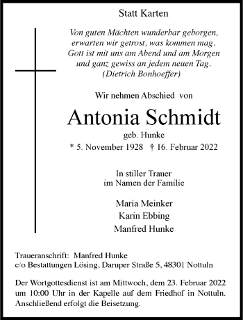 Anzeige von Antonia Schmidt 