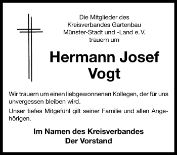 Anzeige von Hermann-Josef Vogt 