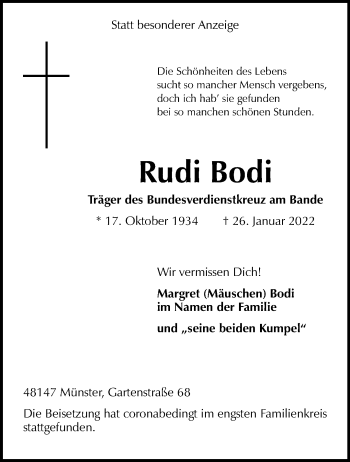 Anzeige von Rudi Bodi Träger 