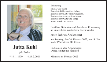 Anzeige von Jutta Kuhl 