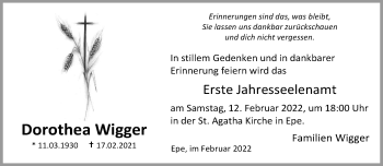Anzeige von Dorothea Wigger 