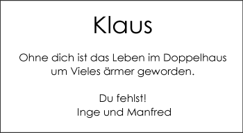 Anzeige von Klaus Mikolajetz 