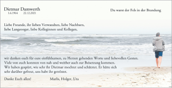 Anzeige von Dietmar Damwerth 