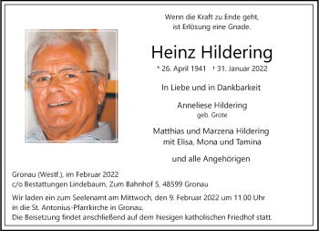 Anzeige von Heinz Hildering 