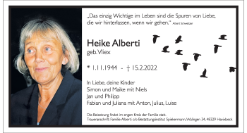 Anzeige von Heike Alberti 