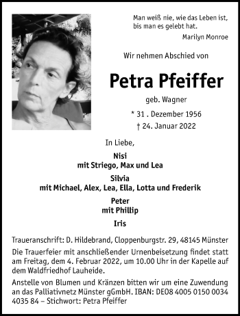 Anzeige von Petra Pfeiffer 