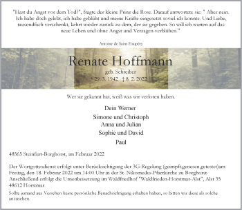Anzeige von Renate Hoffmann 