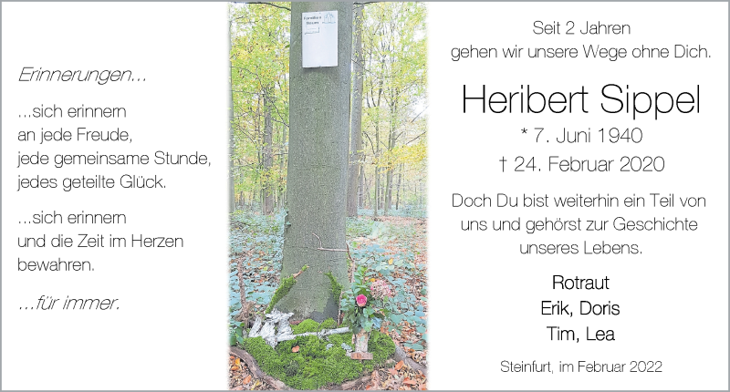 Traueranzeige für Heribert Sippel vom 24.02.2022 aus 