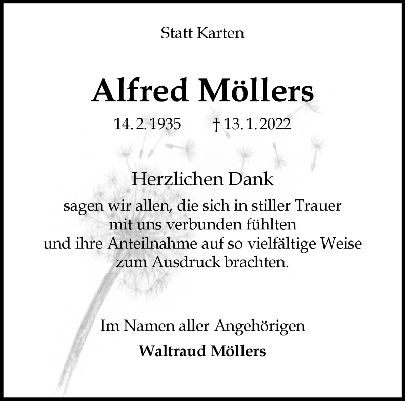  Traueranzeige für Alfred Möllers vom 26.02.2022 aus 