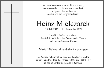 Anzeige von Heinz Mielczarek 