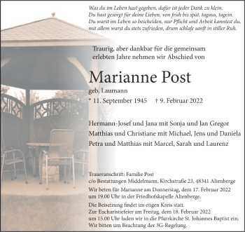 Anzeige von Marianne Post 