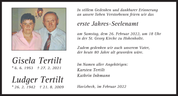 Anzeige von Ludger Tertilt 