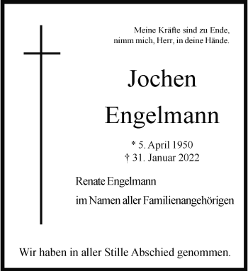 Anzeige von Jochen Engelmann 