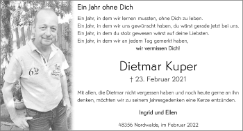 Anzeige von Dietmar Kuper 