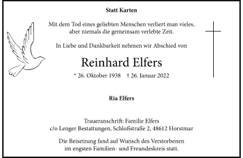 Anzeige von Reinhard Elfers 