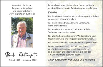 Anzeige von Bodo Ostenförth 