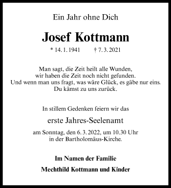 Anzeige von Josef Kottmann 