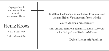 Anzeige von Heinz Kroos 