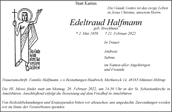 Anzeige von Edeltraud Halfmann 