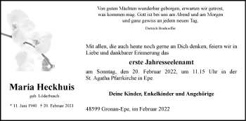 Anzeige von Maria Heckhuis 