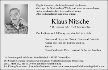Anzeige von Klaus Nitsche 