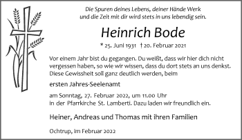 Anzeige von Heinrich Bode 