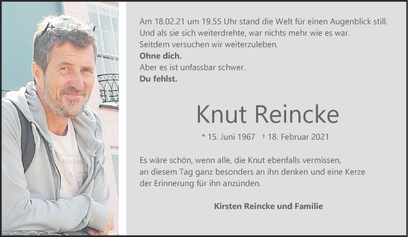  Traueranzeige für Knut Reincke vom 18.02.2022 aus 
